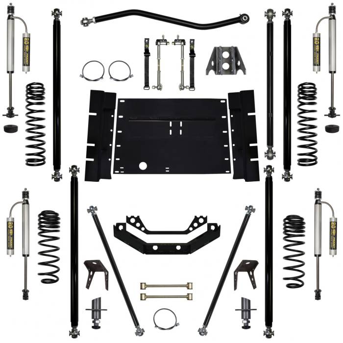 Rock Krawler Suspension - 3.5 Inch Long Arm Lift Kit W/Remote Reservoir Shocks W/5 Stretch Off Road Pro Stg 2 97-02 Wrangler TJ Rock Krawler