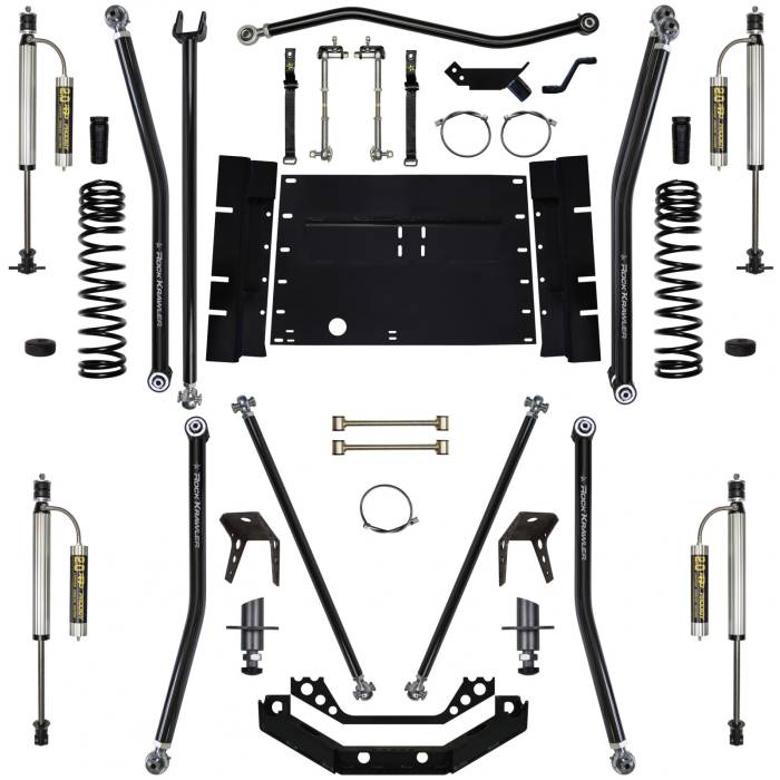 Rock Krawler Suspension - 5.5 Inch Long Arm Lift Kit W/Remote Reservoir Shocks 97-02 Wrangler TJ Stg 2 X Factor 8 Stretch Rock Krawler