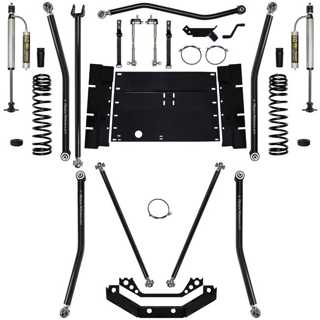 Rock Krawler Suspension - 5.5 Inch Long Arm Lift Kit W/Remote Reservoir Shocks 97-02 Wrangler TJ Stg 2 X Factor 12 Stretch Rock Krawler