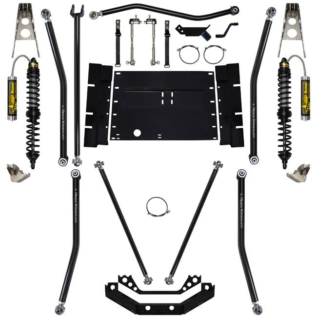 Rock Krawler Suspension - 5.5 Inch Long Arm Lift Kit W/Remote Reservoir Coil Over Shocks 12 Stretch Stg 2 Comp 97-02 Wrangler TJ Rock Krawler