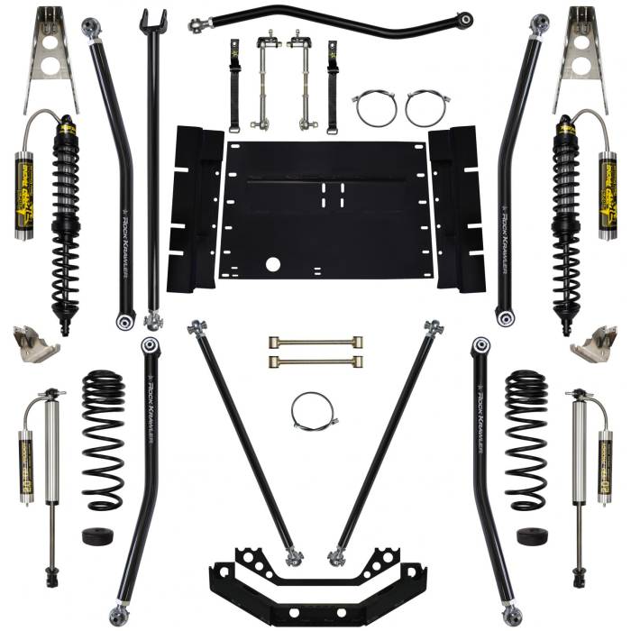 Rock Krawler Suspension - 3.5 Inch Long Arm Lift Kit X Factor W/Remote Reservoir Coil Over Shocks Stg 2 97-02 Wrangler TJ Rock Krawler